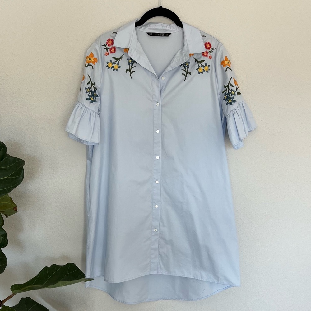 Zara Floral Embroidery Shirtdress